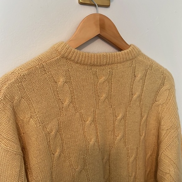 Ghedina Zuccaro Cortina Vintage Yellow Alpaca Blend Cable Knit Sweater Sz L - Picture 8 of 11